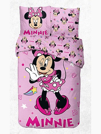 Parure de Lit Minnie Disney Enfant, 100% Coton Oeko-Tex, Lit 1 place, LOVELY