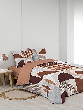 Parure de lit Motif géométrique terracotta