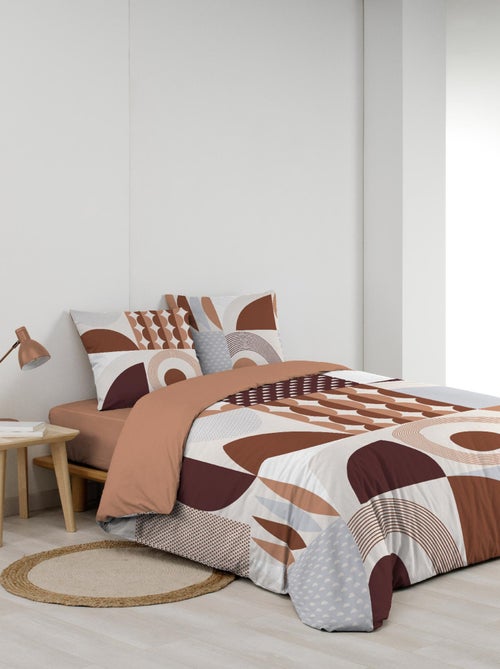 Parure de lit Motif géométrique terracotta - Kiabi