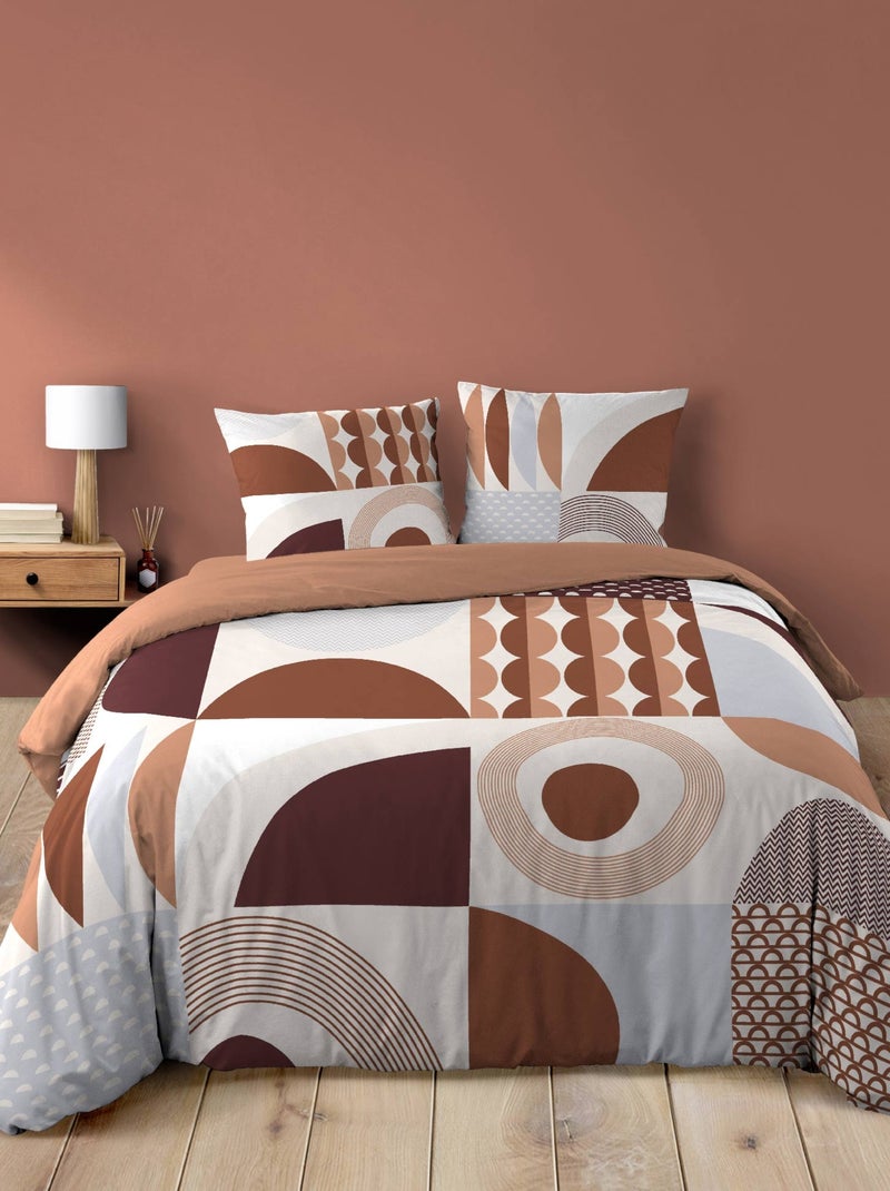 Parure de lit Motif géométrique terracotta Marron - Kiabi