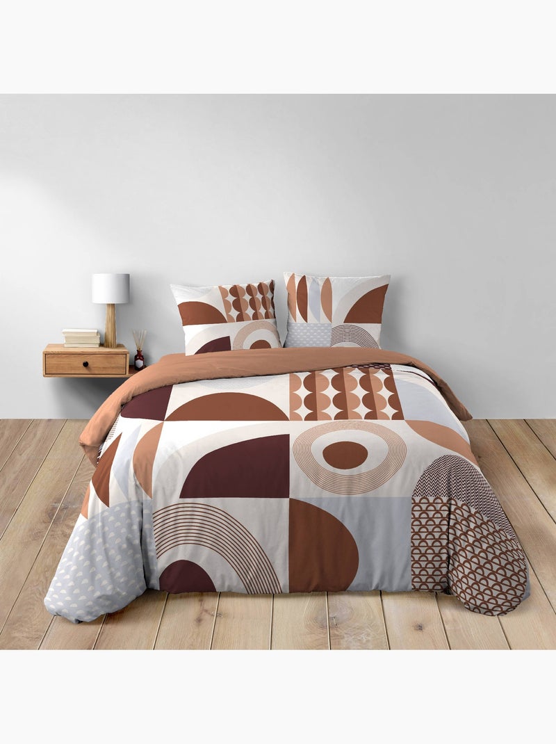 Parure de lit Motif géométrique terracotta Marron - Kiabi