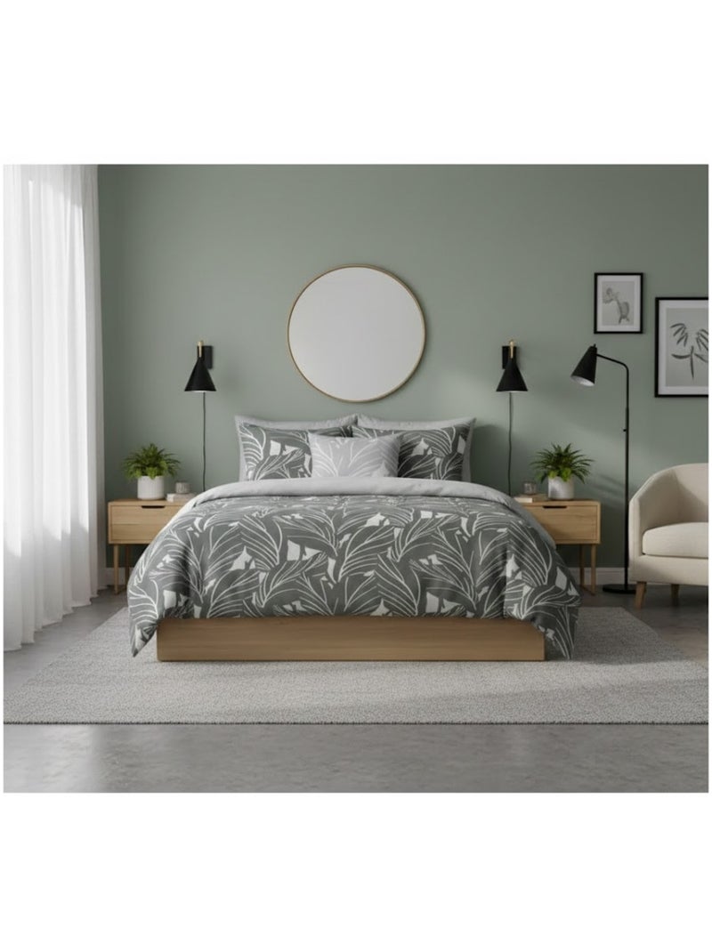 Parure de lit motif Tropical Gris - Kiabi