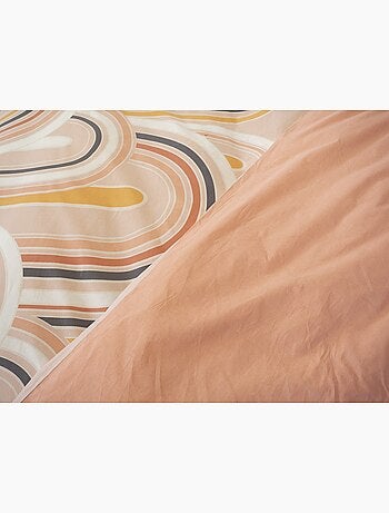 Parure de lit motifs arcs rétro - 100% coton 57 fils/cm² - 240x220 / multicolore