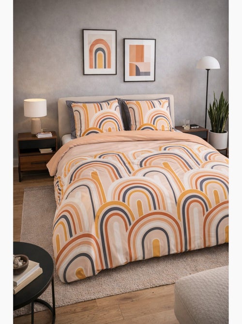 Parure de lit motifs arcs rétro - 100% coton 57 fils/cm² - 240x220 / multicolore - Kiabi Parure de lit motifs arcs rétro - 100% coton 57 fils/cm² - 240x220 / multicolore - Kiabi