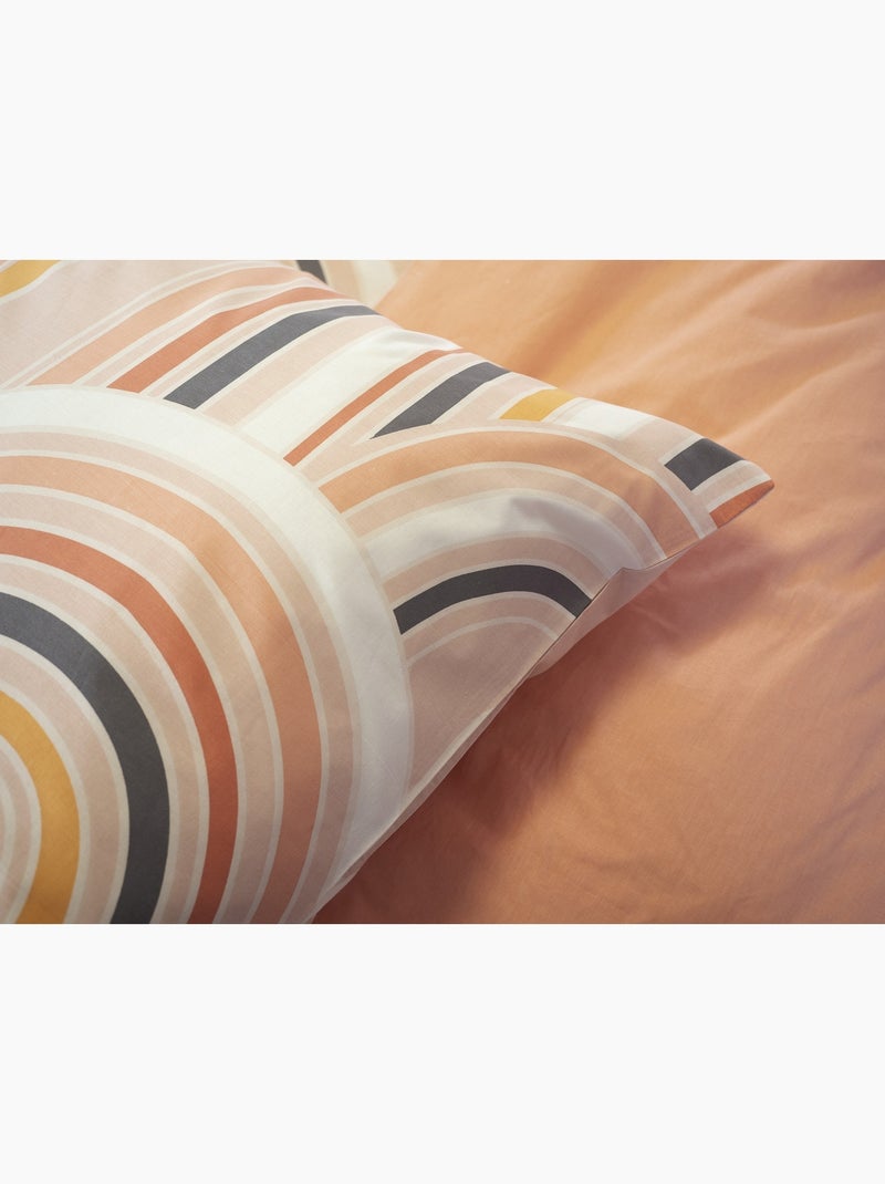 Parure de lit motifs arcs rétro - 100% coton 57 fils/cm² - 240x220 / multicolore Multicolore - Kiabi