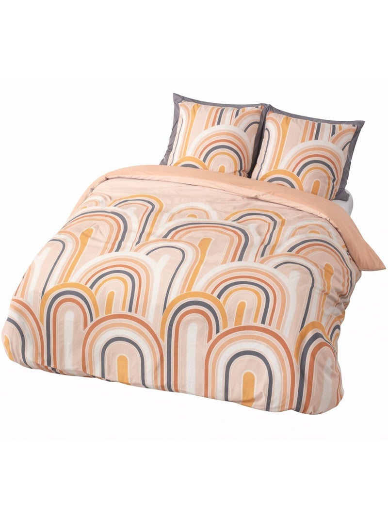 Parure de lit motifs ARCS rétro – 100% coton 57 fils/cm² Multicolore - Kiabi