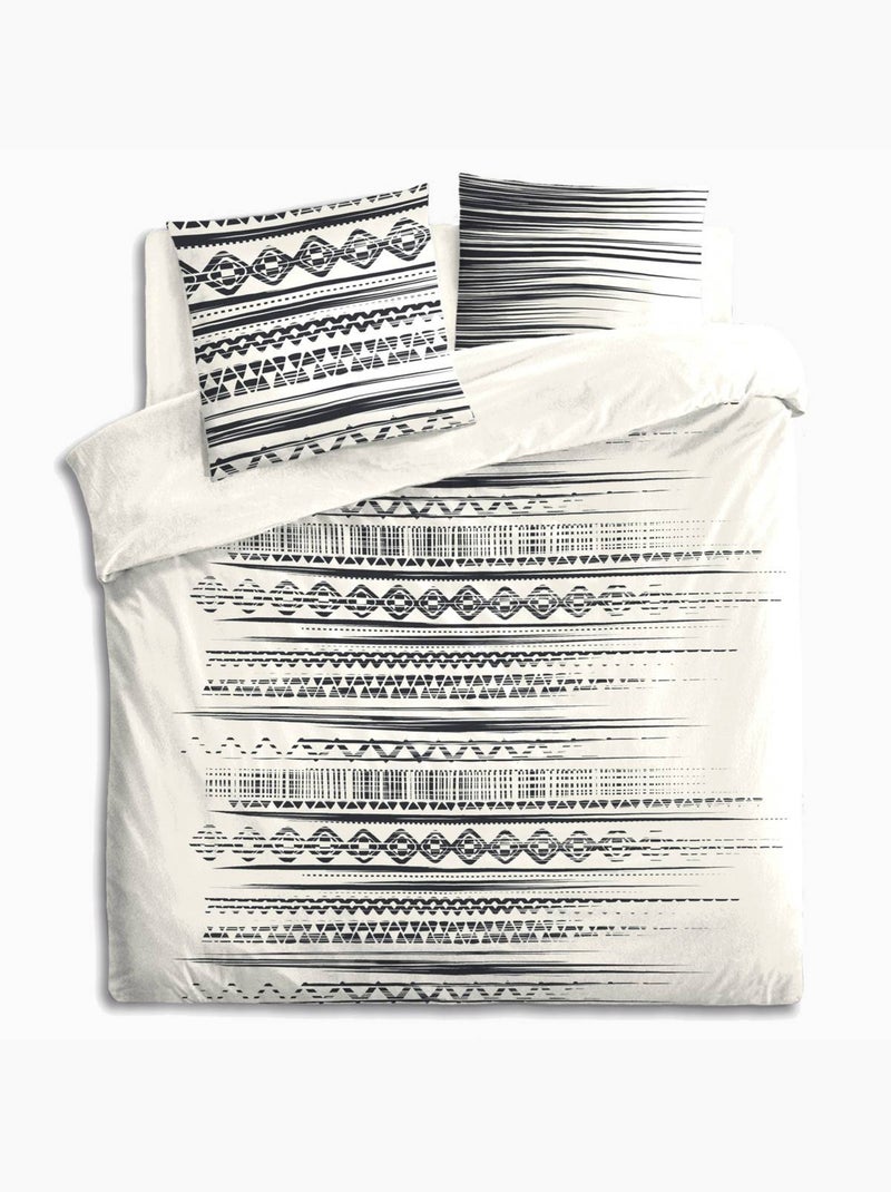 Parure de lit motifs graphiques ETNIK Noir Blanc - Kiabi