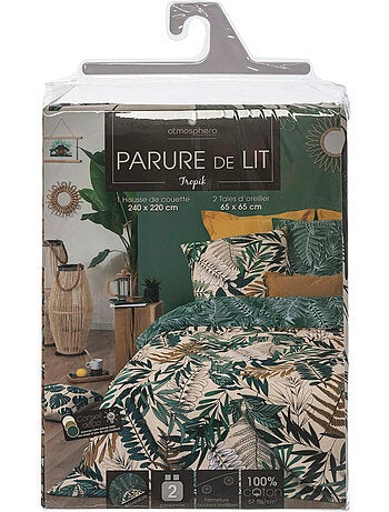 Parure de lit imprimée en coton vegetal marin