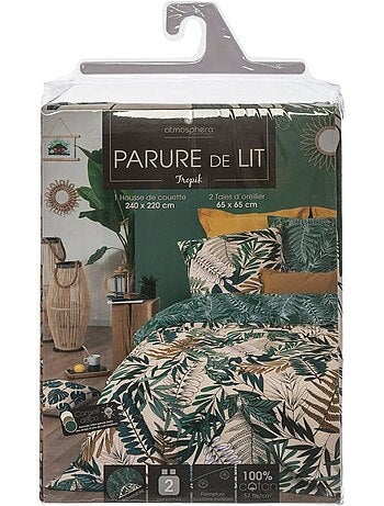 Parure de lit imprimée en coton vegetal marin