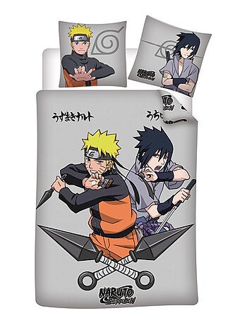 Parure de Lit Naruto Enfant, 100% Coton Oeko Tex, Imprimée Réversible, Lit 1 personne, DUEL