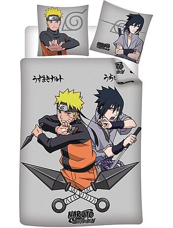 Parure de Lit Naruto Enfant, 100% Coton Oeko Tex, Imprimée Réversible, Lit 1 personne, DUEL