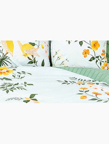 Parure de lit NATURE Tropical - 100% coton 57 fils/cm² - 240x220 / Vert