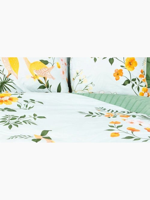 Parure de lit nature tropical - 100% coton 57 fils/cm² - 240x220 / vert - Kiabi Parure de lit nature tropical - 100% coton 57 fils/cm² - 240x220 / vert - Kiabi