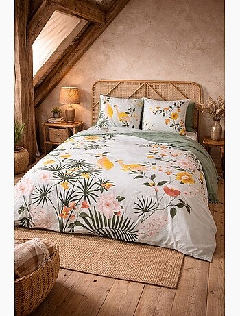 Parure de lit NATURE Tropical – 100% coton 57 fils/cm²