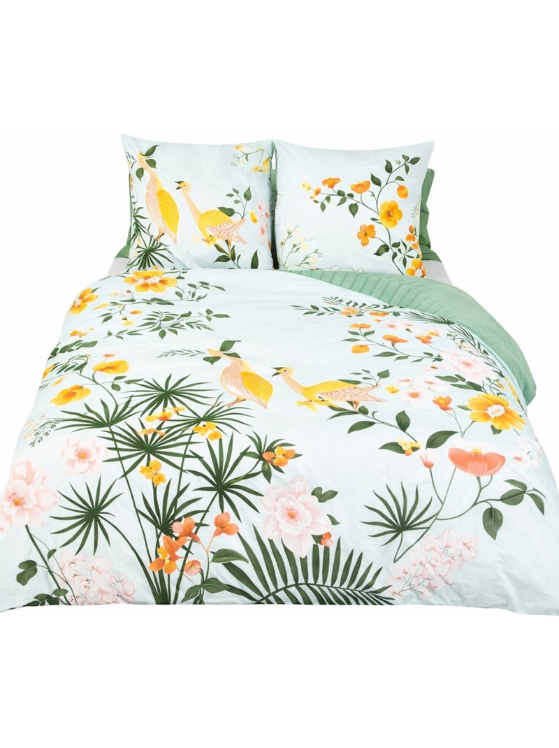Parure de lit NATURE Tropical – 100% coton 57 fils/cm² Vert - Kiabi