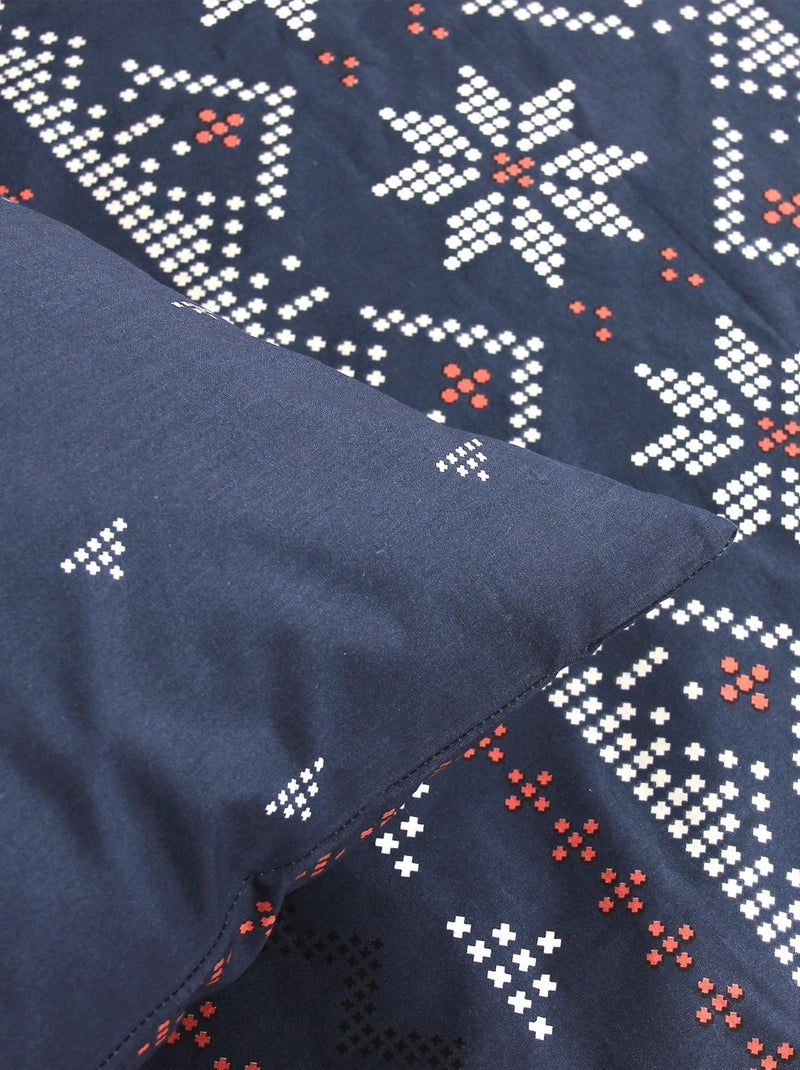 Parure de lit NEIGE coton issu de l'agriculture biologique Bleu marine - Kiabi