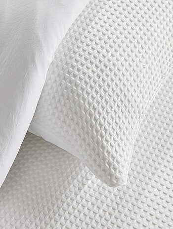Parure de lit nid d'abeille uni ESSENTIAL