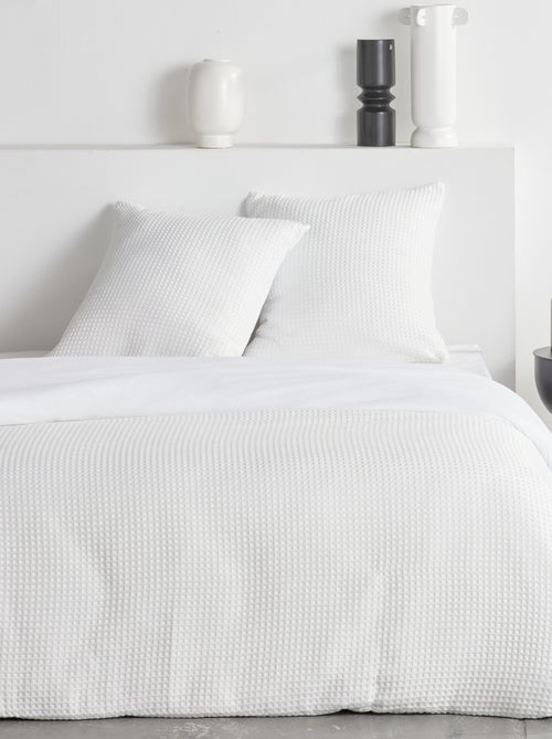 Parure de lit nid d'abeille uni ESSENTIAL - Kiabi