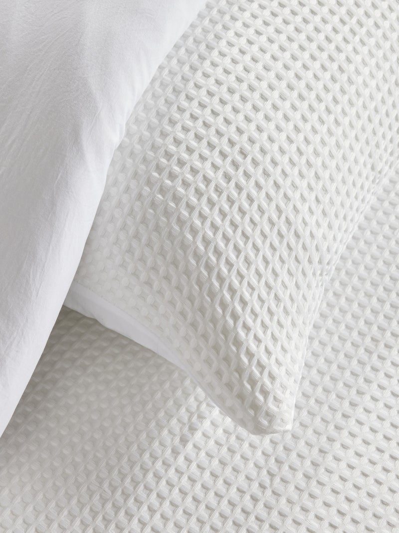 Parure de lit nid d'abeille uni ESSENTIAL Blanc - Kiabi