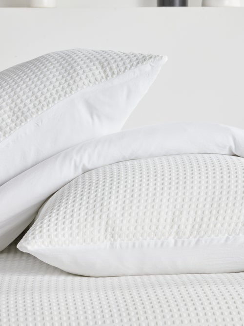 Parure de lit nid d'abeille uni ESSENTIAL - Kiabi