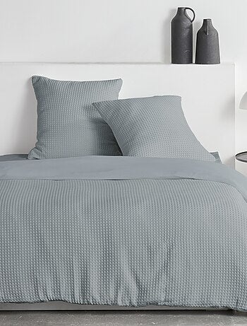 Parure de lit nid d'abeille uni ESSENTIAL