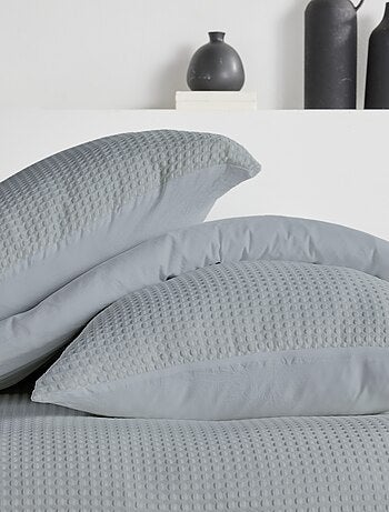Parure de lit nid d'abeille uni ESSENTIAL