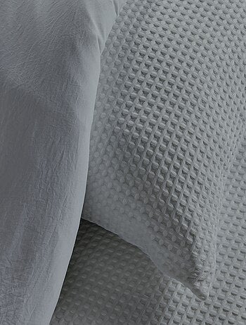 Parure de lit nid d'abeille uni ESSENTIAL