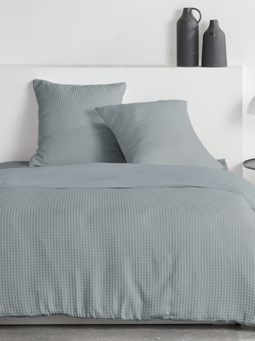 Parure de lit nid d'abeille uni ESSENTIAL - Kiabi