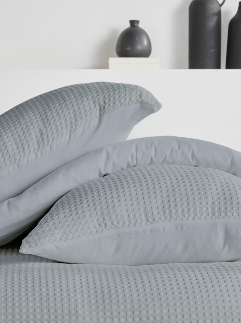 Parure de lit nid d'abeille uni ESSENTIAL Gris - Kiabi