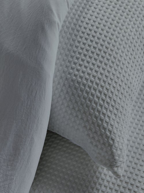 Parure de lit nid d'abeille uni ESSENTIAL - Kiabi