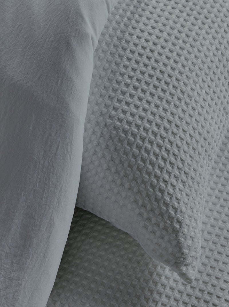 Parure de lit nid d'abeille uni ESSENTIAL Gris - Kiabi