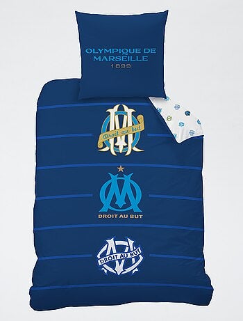 Parure de lit 'Olympique de Marseille' 2 pièces 1 personne : housse de couette + taie d'oreiller