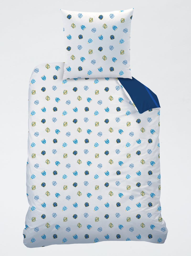Parure de lit 'Olympique de Marseille' 2 pièces 1 personne : housse de couette + taie d'oreiller Bleu - Kiabi