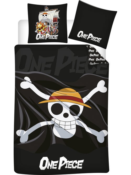 Parure de Lit One Piece 140x200 cm + Taie 63x63 cm 100% Polyester Réversible | Jolly Roger Luffy - Kiabi
