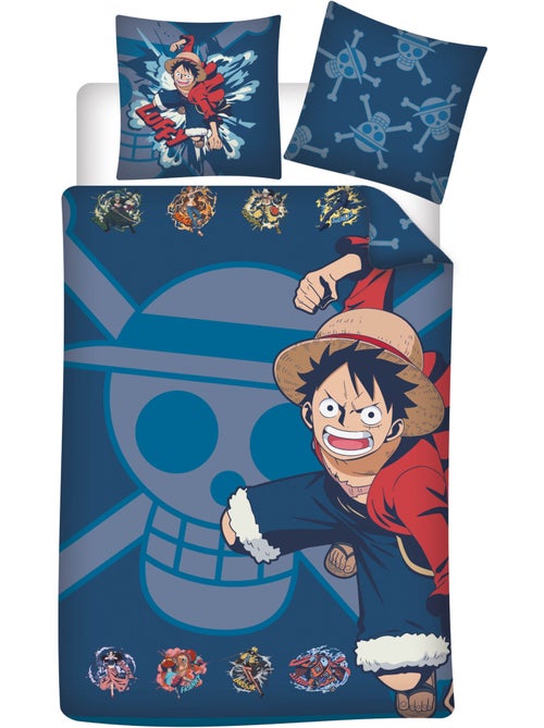 Parure de Lit One Piece 140x200 cm + Taie 63x63 cm 100% Polyester Réversible | Luffy & Équipage - Kiabi