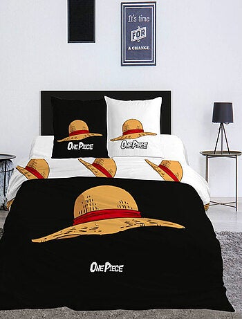 Parure de Lit One Piece Imprimée Réversible Lit 2 places Polycoton Oeko Tex, CHAPEAU DE PAILLE