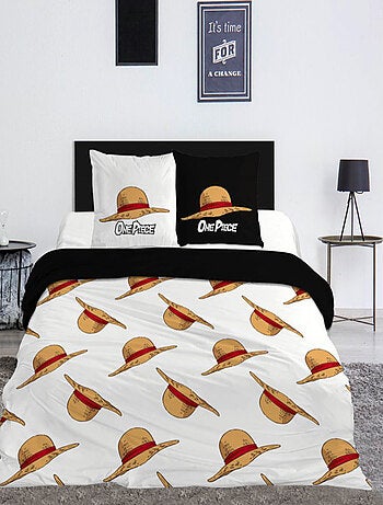 Parure de Lit One Piece Imprimée Réversible Lit 2 places Polycoton Oeko Tex, CHAPEAU DE PAILLE