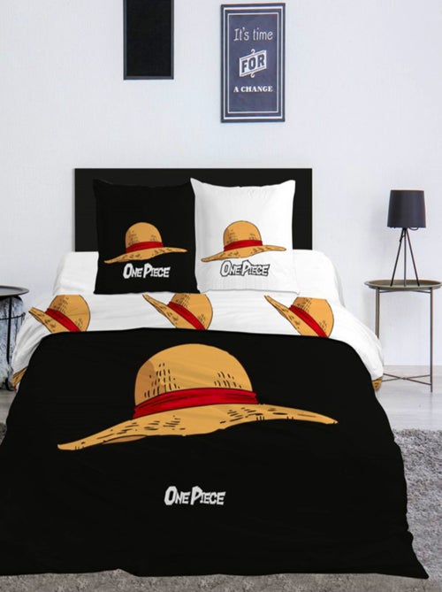 Parure de Lit One Piece Imprimée Réversible Lit 2 places Polycoton Oeko Tex, CHAPEAU DE PAILLE - Kiabi