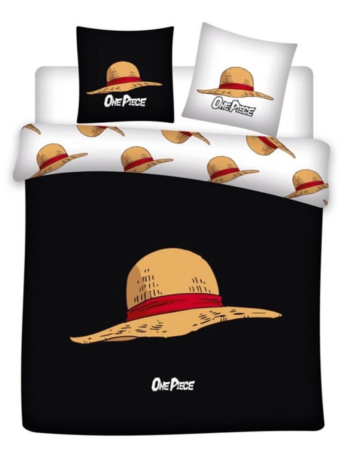 Parure de Lit One Piece Imprimée Réversible Lit 2 places Polycoton Oeko Tex, CHAPEAU DE PAILLE - Kiabi