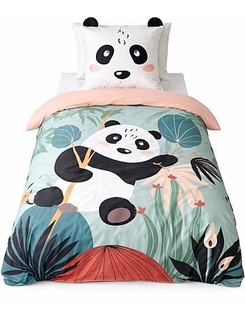 Parure de lit PANDA, Microfibre, Vert, 140x200cm