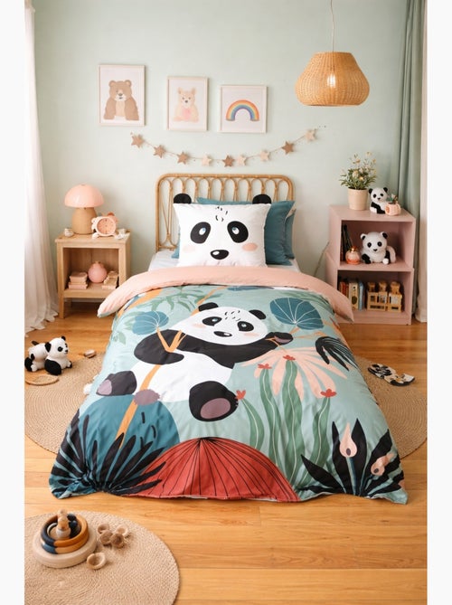 Parure de lit PANDA, Microfibre, Vert, 140x200cm - Kiabi