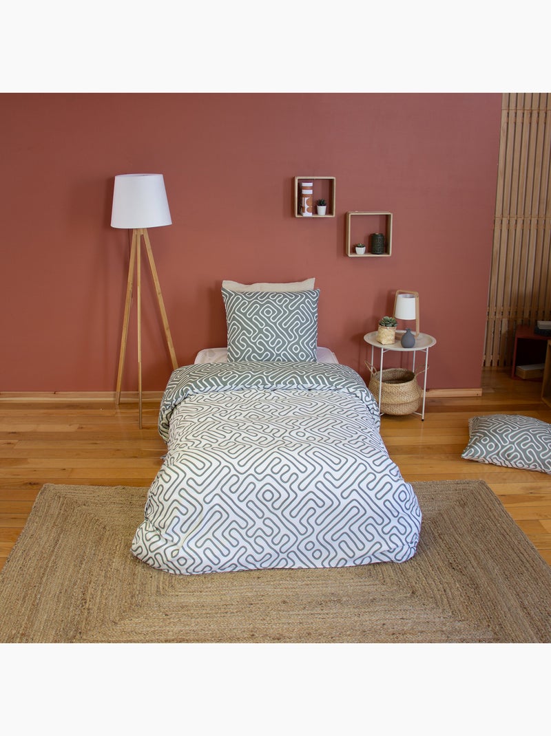 Parure de lit PARCHEMIN microfibre Vert - Kiabi