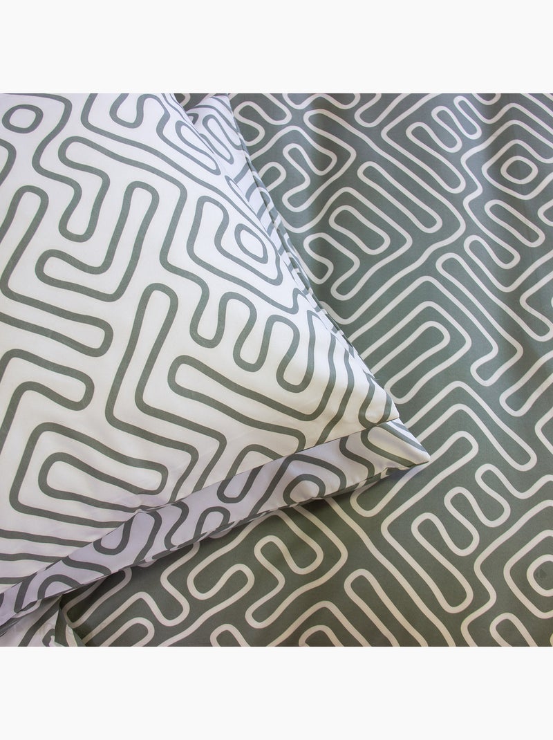 Parure de lit PARCHEMIN microfibre Vert - Kiabi