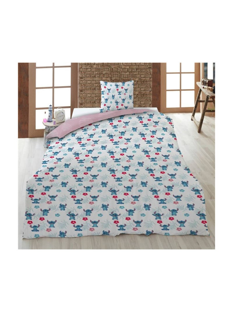Parure de lit Parure de lit Lilo et Stitch - rose et bleu pastel  - 140x200 cm Multicolore - Kiabi