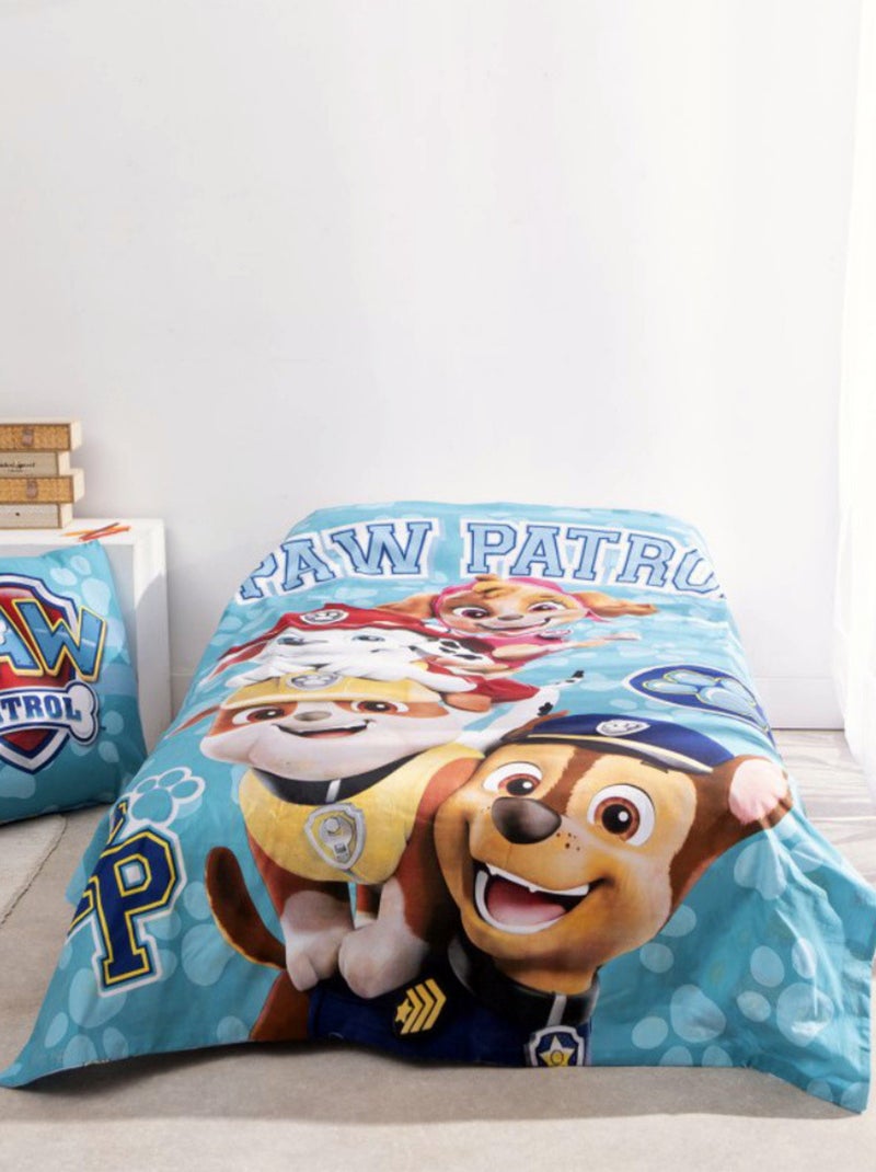 Parure de Lit Pat Patrouille Enfant, 100% Coton Oeko Tex, Imprimée Réversible, Lit 1 place, BRAVE Bleu - Kiabi