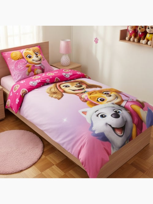 Parure de Lit Pat Patrouille Enfant, 100% Coton Oeko Tex, Imprimée Réversible, Lit 1 place, PINK - Kiabi