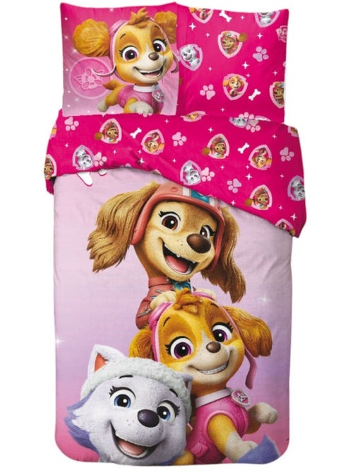 Parure de Lit Pat Patrouille Enfant, 100% Coton Oeko Tex, Imprimée Réversible, Lit 1 place, PINK - Kiabi