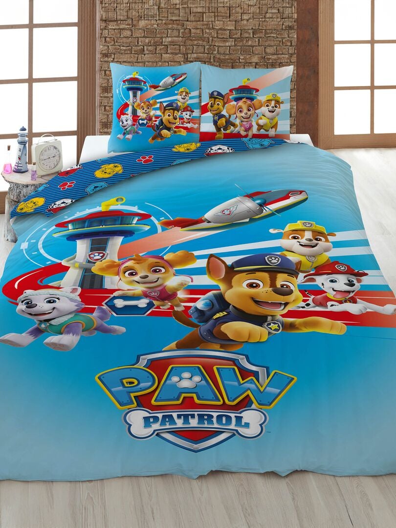 Parure De Lit Pat' Patrouille 100% Coton Housse 100x135 Cm + Taie 40x60 Cm - Chase Et Amis