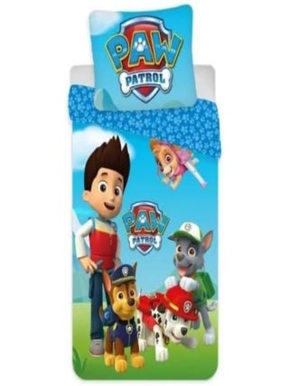 Parure de Lit Paw Patrol – Housse de Couette 140x200 cm + Taie d'Oreiller 63x63 cm – 100% Polyester