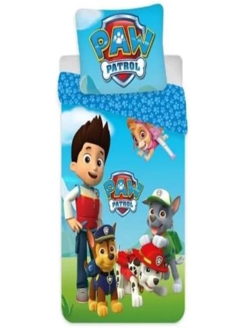 Parure de Lit Paw Patrol – Housse de Couette 140x200 cm + Taie d'Oreiller 63x63 cm – 100% Polyester - Kiabi